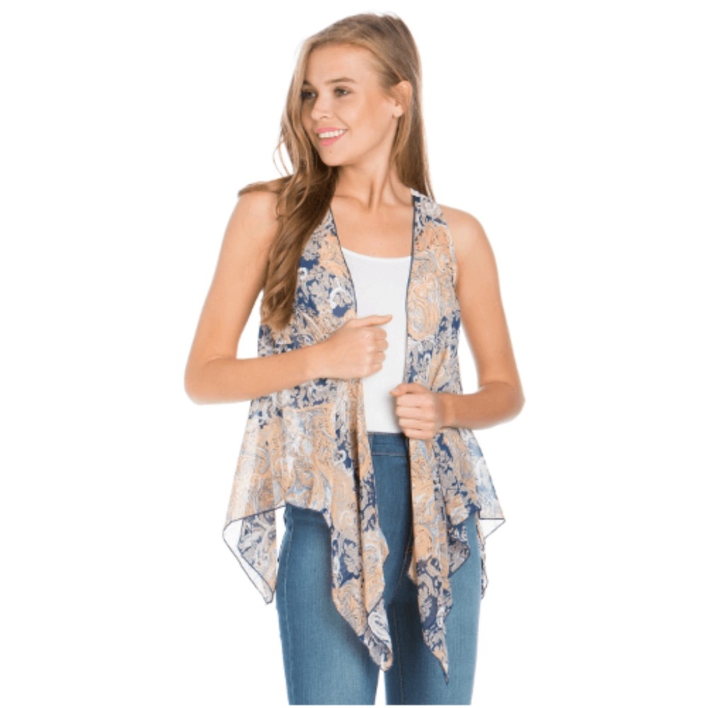 Sheer Lace Vest High Low Hemline